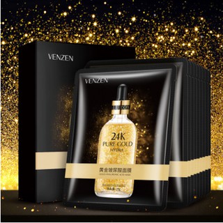 🔥พร้อมส่ง🔥ยกกล่อง10แผ่นVatican24K gold hyaluronic acid mask mild moisturizing refreshing oil control balance hydrating