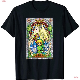 irjfje Legend Of Zelda Wind Waker Stained Glass Graphic T-Shirt เสื้อยืดผู้ชาย ดพิมพ์ลาย คอกลม cotton แฟชั่น Discount