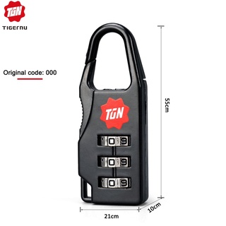 TIGERNU - Convenient Small Combination Code Lock Padlock (Black) กุญแจล็อครหัสผ่านสามหลัก