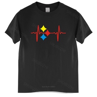 ถูกสุดๆHomme เสื้อยืดลําลอง แขนสั้น คอกลม พิมพ์ลาย Steelers Heart Beat เหมาะกับฤดูร้อน สําหรับผู้ชาย และผู้หญิง