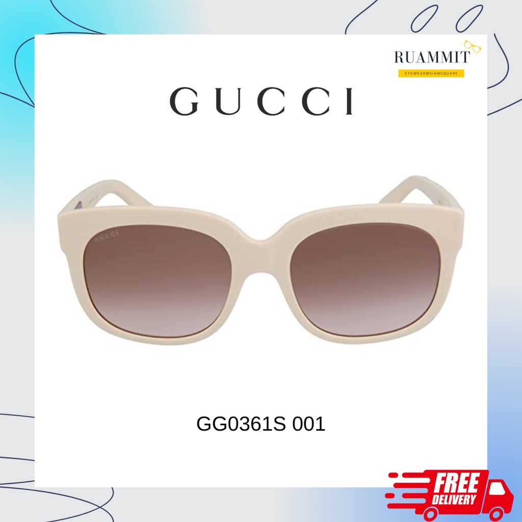 แว่นกันแดด Gucci Elton John GG0361S 001/ 002 สี Ivory ทรงเหลี่ยม ของแท้ จัดส่งฟรี!!