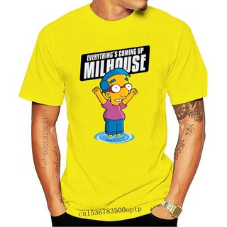 tshirtเสื้อยืดคอกลมฤดูร้อนเสื้อยืดคอกลม แขนสั้น ผ้าฝ้าย 100% พิมพ์ลาย all coming Milhouse สําหรับผู้ชาย และผู้หญิงSto4XL