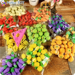 PS 30 Pcs/pack Cute  Eraser Cartoon Creative Colorful Fruit Vegetable Shape Ultra-clean Eraser Set