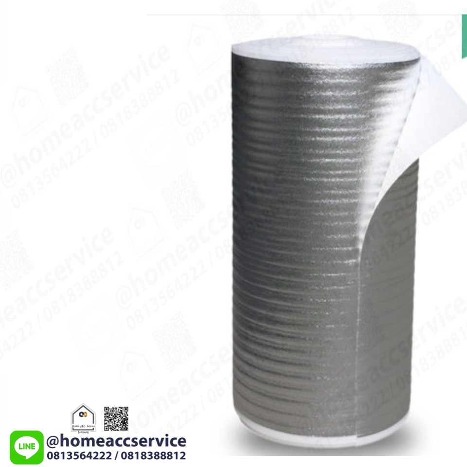 ฟอยล์อลูมิเนียม แบบม้วน ฉนวนกันความร้อน PE หน้า กว้าง80cm.หนา3mm. 10เมตร  Aluminum Foil 80cm wide X10 meters (3mm thick)