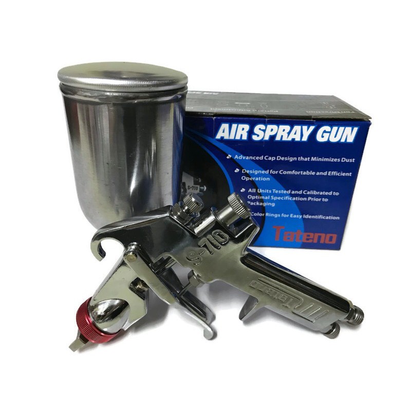 กาพ่นสี AIR SPRAY GUN TATENO S-710G  หัวพ่น1.3 และ 1.5 แบบถ้วยข้างอลูมิเนียม