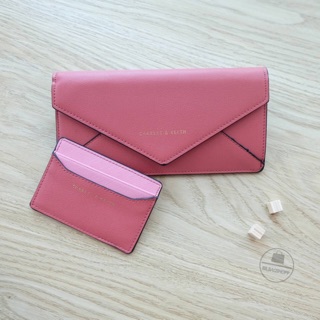 Charles &amp; Keith Long Envelope Wallet (outlet) สีชมพู