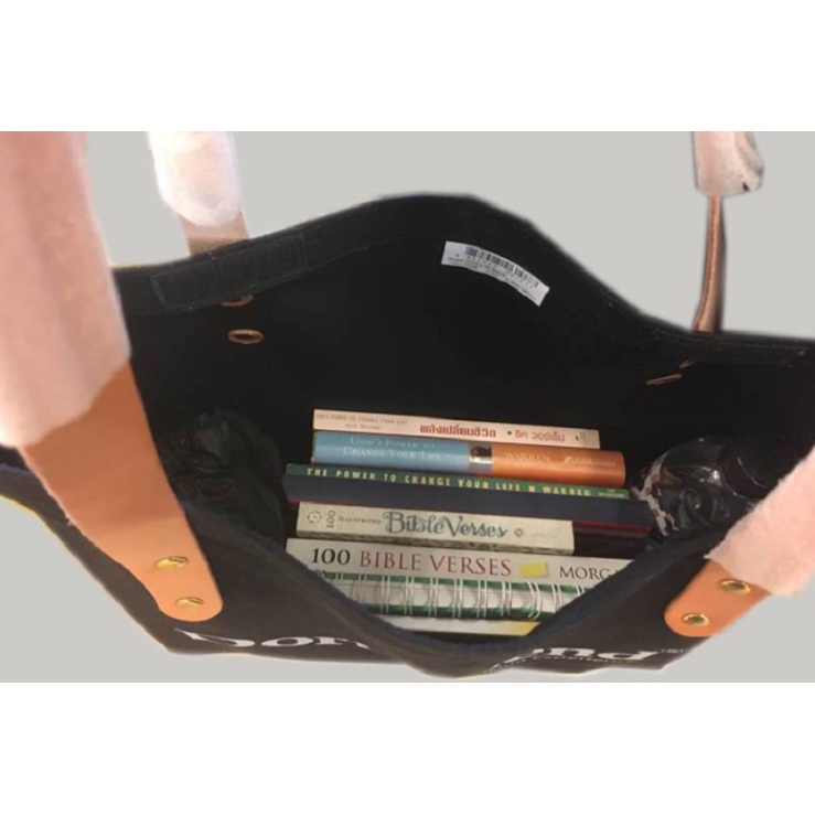 Dortmüend "The Tote Bag ย่ามรักษ์โลกผ้าฝ้าย100% ทอหนาพิเศษ 21ปอนด์​ พร้อมสายสะพายไหล่ผลิตจากหนังออยล์ พรีเมี่ยมเกรด