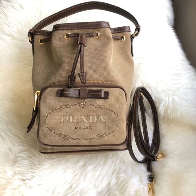New Prada logo jacquard bucket