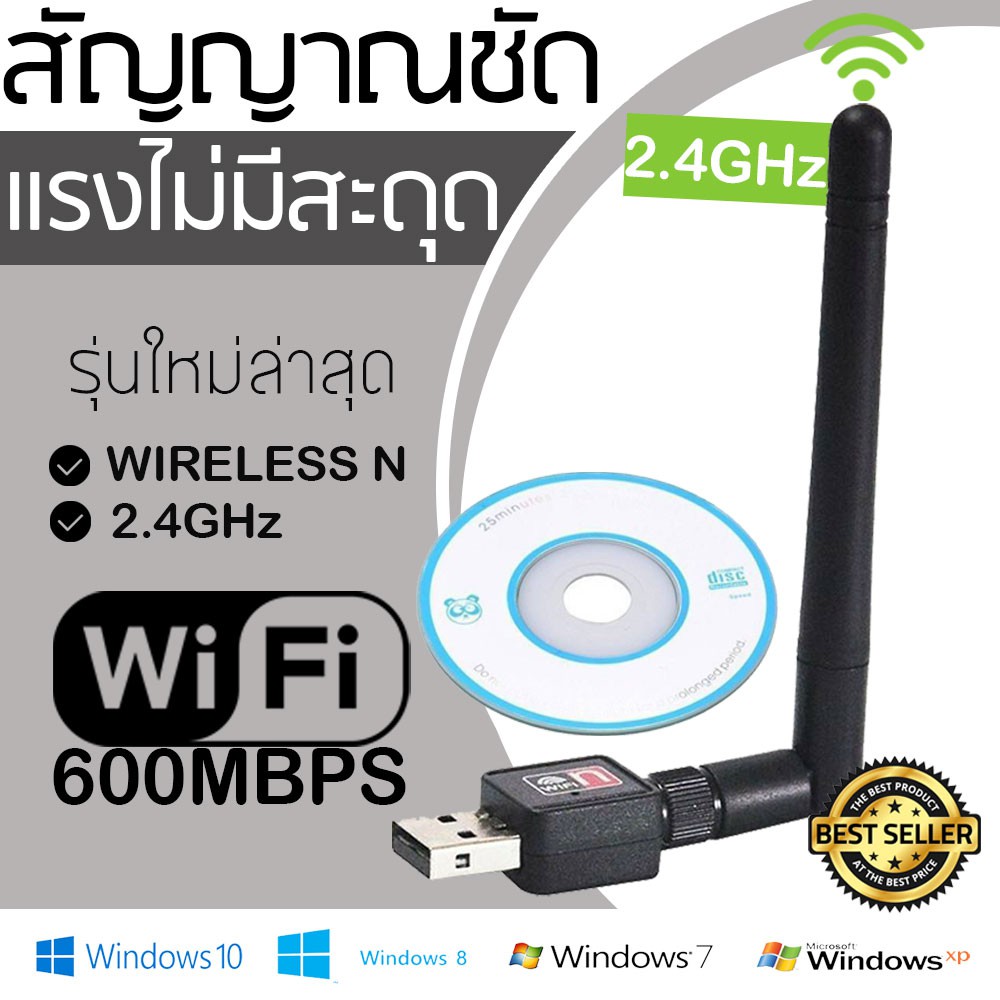 ตัวรับ WIFI USB 600m 2db สำหรับคอมพิวเตอร์ โน้ตบุ๊ค แล็ปท็อป ตัวรับสัญญาณไวไฟ แบบมีเสาอากาศ ขนาดเล็กกระทัด