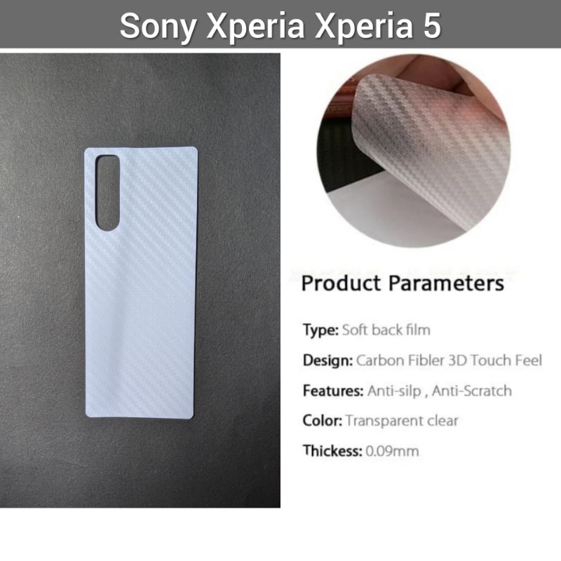 ป้องกันรอยขีดข่วนด้านหลัง Sony Xperia 5 ฟิล์ม 3D ผิวคาร์บอนไฟเบอร์ Sony 5 J8210 J8270 J9210 SOV41 ga
