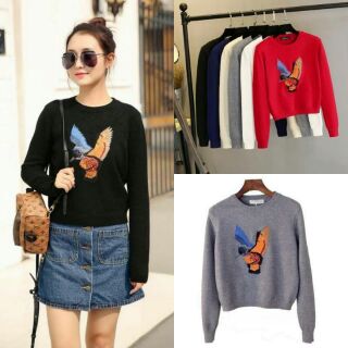 เสื้อไหมพรมปักนกอินทรีย์