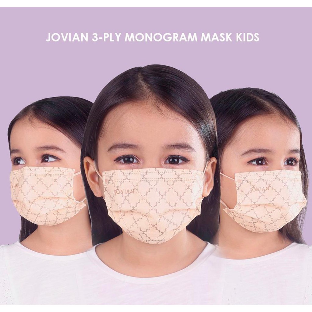 JOVIAN 3-PLY MONOGRAM SAND COLOUR สําหรับเด็ก FACE MASK