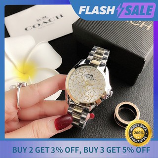 [กล่อง] COACH Original ใหม่นาฬิกาแบรนด์ผู้หญิง Branded Luxury นาฬิกาสีทองสตรี Luminous สแตนเลสแฟชั่นอื่นๆ Ladies นาฬิกาข