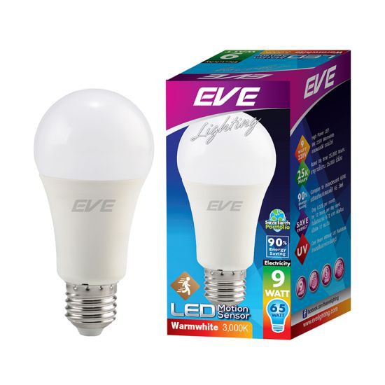 EVE LIGHTING หลอดไฟ LED A60 E27 กำลัง 9 วัตต์ Warmwhite