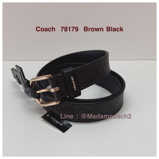 พร้อมส่ง เข็มขัดผู้หญิง Coach 78179 Classic Belt in Signature Canvas Khaki/Saddle ของแท้ Size S เอว 28-32 นิ้ว