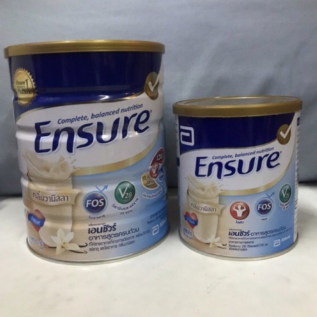 2 ขนาด Ensure เอนชัวร์ 400 850 กรัม มี 4 รส วนิลา สตรอว์เบอร์รี่ ชอคโกแลต ธัญพืช นมสำหรับผู้ป่วย ผู้