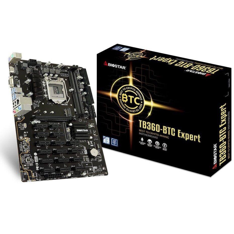BIOSTAR Mainboard Biostar TB360-BTC PRO 2.0 LGA1151 Intel B360 DDR4 12 GPU/ใส่ได้12การ์ด/สินค้ามือ1ป