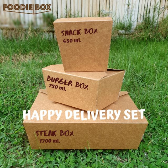 (แพ็ค200) กล่องกระดาษใส่อาหาร กล่องใส่อาหาร DELIVERY BOX