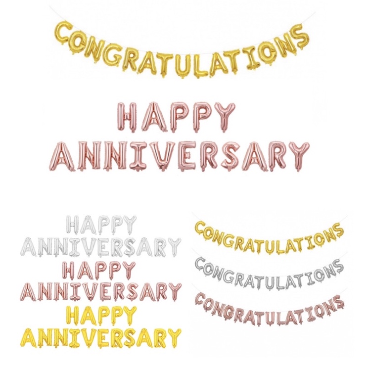 ลูกโป่ง Congratulations และ Anniversary ลูกโป่งจบปริญญา ลูกโป่งครบรอบ ลูกโป่งแสดงยินดี ลูกโป่งอักษร 