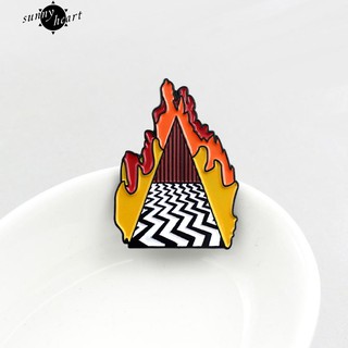 Burning Mountain Peak Enamel Button Pin Badge Brooch Lapel