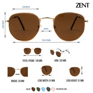 แว่นกันแดด ZENT 8772 Spellbound UV100% เลนส์ polarized ทรง 6 เหลี่ยม แถมซอง+ผ้าเช็ดแว่น