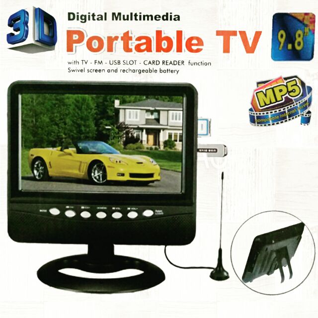 ทีวีดิจิตอลพกพาสะดวก ทีวีติดรถ ขนาด9.5"Portable TV Digital Multimedia