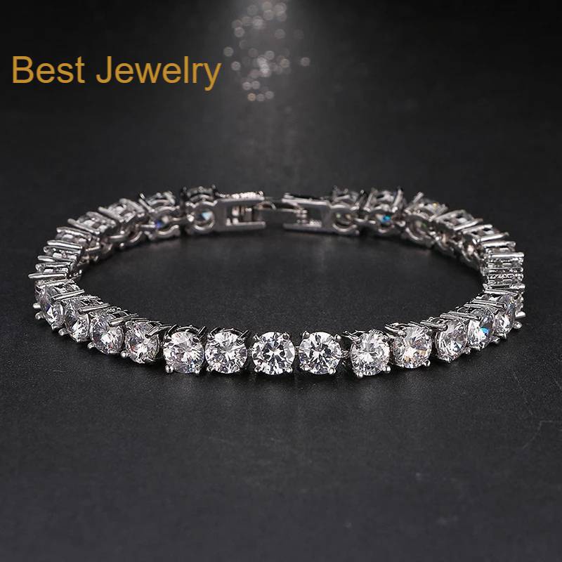 Best Jewelry ข้อมือเพชรเกรดพรีเมี่ยม ประกายไฟเทียเท่าเพชรแท้ เครื่องประดับออกงาน เกรดสวย สร้อยเพชร