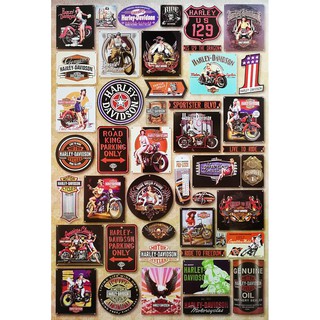 โปสเตอร์ ป้ายสังกะสี (กระดาษ) โฆษณา โบราณ รถมอเตอร์ไซค์ Harley Davidson MIX POSTER 24”x35” Inch MOTORBIKE Advertising V2