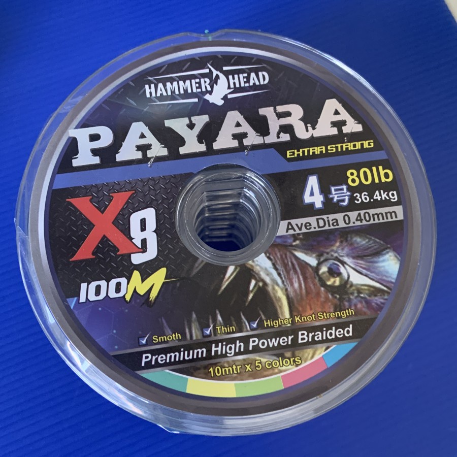 สาย PE Hammerhead Payara No.4 80 ปอนด์/ 36.4 กก. 0.40mm