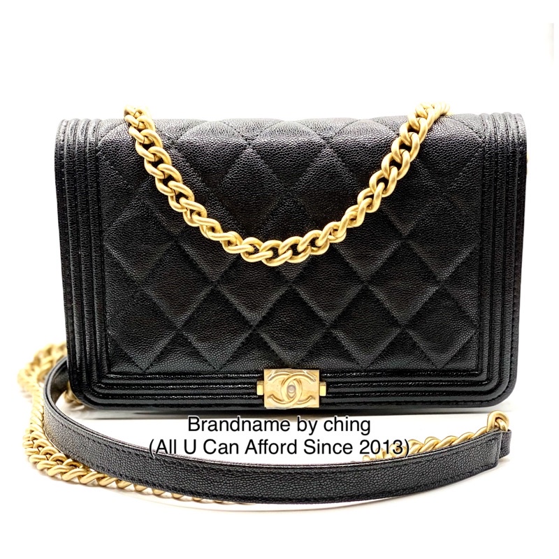 Used Like New Chanel WOC BOY 7.5” Black Caviar GHW Holo26