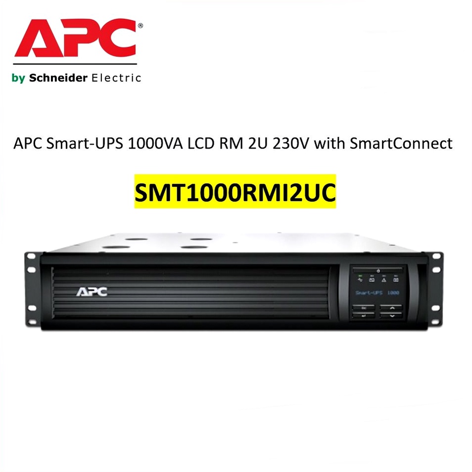 UPS (เครื่องสำรองไฟฟ้า) APC Smart-UPS (1000VA /700 Watts) 230V, LCD, rackmount, 2U (SMT1000RMI2UC)