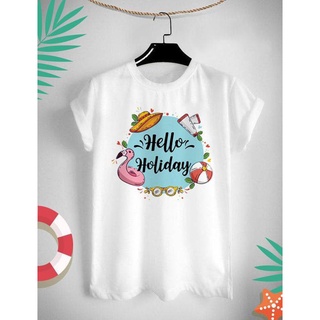 เสื้อยืดสกรีนลายท่องเที่ยว Hello Holidays