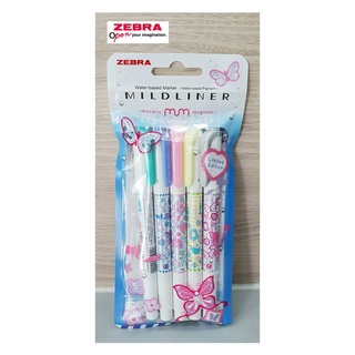 ปากกาเมจิก สีพาสเทล 2 หัว ZEBRA MILDLINER moreru mignon 🎂❤️🦓 ( เซ็ท 5 ด้าม)