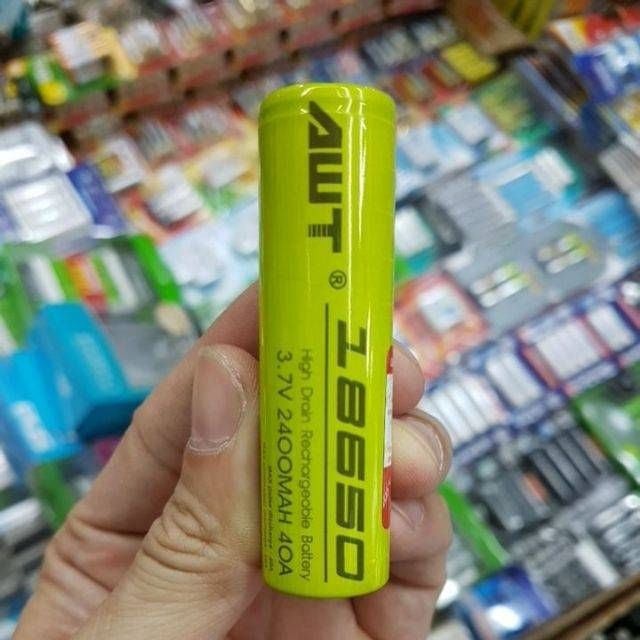 ถ่าน Awt 18650 สีเขียว 3.7V 2400mAh 40A 1ก้อน ของใหม่ ของแท้