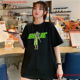 เสื้อยืดผ้าฝ้ายพิมพ์ลาย charactersstudio New Billie Eilish Series เสื้อยืดลําลองผ้าฝ้ายแขนสั้นสีฟ้าลาย Pear discount