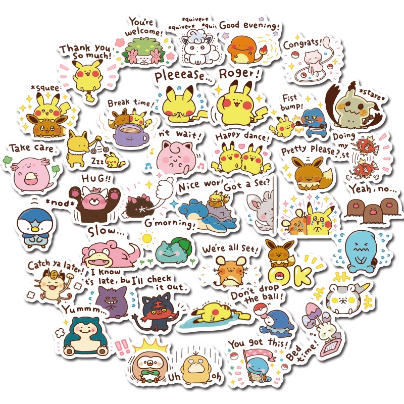 40ชิ้นน่ารักโปเกมอนการ์ตูนสติ๊กเกอร์สมุดภาพกันน้ํา