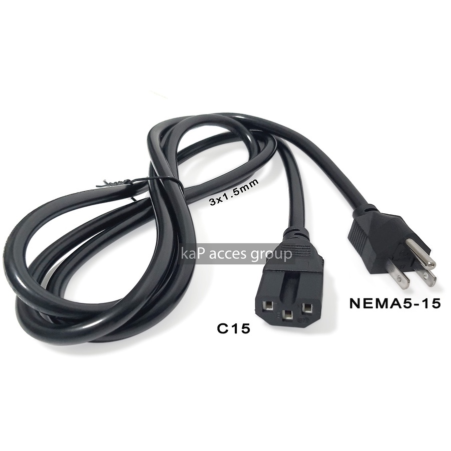 สายไฟ AC POWER NEMA5-15 / C15 (3x1.5mm)ยาว 1.8เมตร UPS