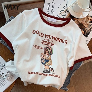 2022 🍑 เสื้อแขนสั้น GOOD MEMORIES oversize  ตัวใหญ่​ น่ารักมี สี ขาวแดง ขาวน้ำเงิน | Pre-order 7-20วัน