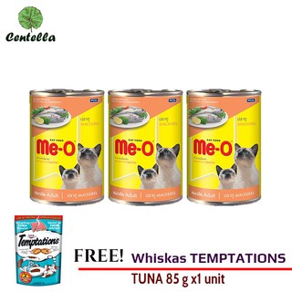 Me-O CANNED MACKEREL 400 g x3 pc Free Whiskas TEMPTATIONS TUNA 85 g x1 unit