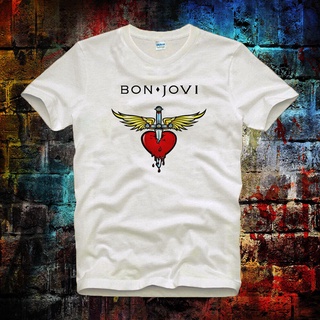 ใหม่ เสื้อยืดลําลอง แขนสั้น พิมพ์ลายโลโก้ Bon Jovi Rock Music สไตล์วินเทจ เรโทร DIY 2022