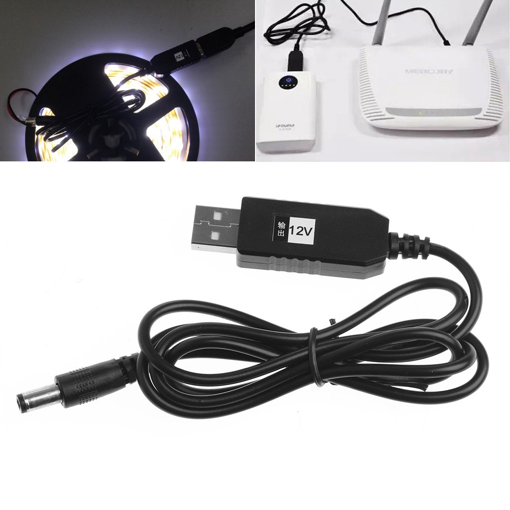 อะแดปเตอร์แปลงสายเคเบิล Step-Up ตัวผู้ USB DC 5V to DC 12V 2.1x5.5 มม.