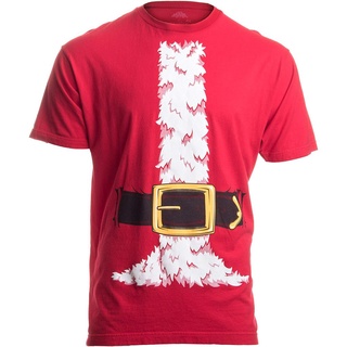 เสื้อยืดผ้าฝ้าย เสื้อยืดคริสต์มาสSanta Claus Costume Jumbo Print Novelty Christmas Holiday Humor Mens T-Shirts