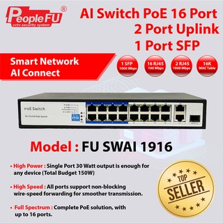 Fu  1916  16 ports Non Managed POE switch  ตัวกระจายสัญญาณ peoplefu