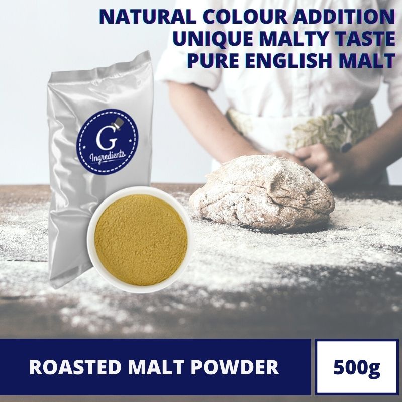 [สูตรสหราชอาณาจักร] ผงมอลต์คั่ว Roasted Malt.P [ข้าวบาร์เลย์มอลต์ มอลต์อบแห้ง สารสกัดมอลต์ เบเกอรี่]