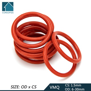 Vmq โอริงยางซิลิโคน CS 1.5 มม. 6 มม. - 30 มม. สีขาว สีแดง แบบเปลี่ยน สําหรับแหวนปะเก็นแหวนซีล 20 ชิ้น