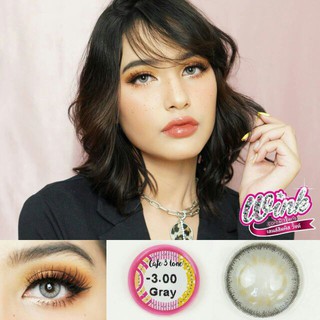 1 คู่ บิ้กอายตาโต สีเทา ลายHit Tiktok เพิ่มความแบ๋ว สวยสายฝอ รุ่น Cafe 3 Tone Gray by Wink Contact Lens สายตาปกติ