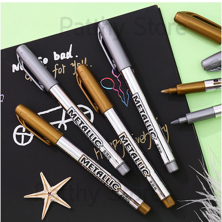 พร้อมส่ง ส่งไว ปากกาเมทัลลิก ปากกาสีทอง ปากกาสีเงิน ตกแต่งการ์ด เพื่อความสวยงาม ปากกาเขียนบอร์ด ปากกาเขียนการ์ด