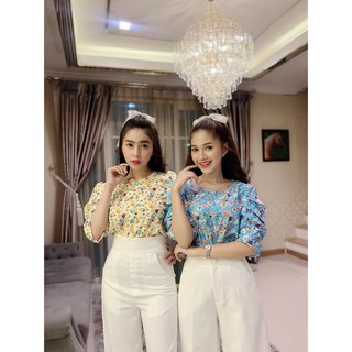 G048เสื้อแขนจีบลายดอกน่ารัก อก32-36”ยาว21”