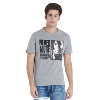 【ผ้าฝ้ายแท้】ราคาต่ำสุดDAVIE JONES เสื้อยืดพิมพ์ลาย สีเทา Graphic Print T-Shirt in grey TB0184TDขนาดเต็มS-3XL