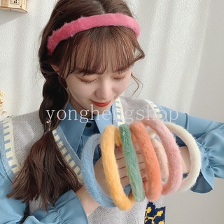 Cute Hair Hoop Candy Color Fashion Simple Headwear Soft Plush Headband Hair Bands Women Hair Accessories